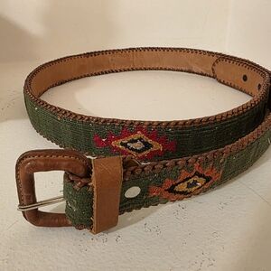 VINTAGE Belt // Leather Southwest Pattern